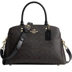 Coach Lillie Signature Brown and Black Satchel
